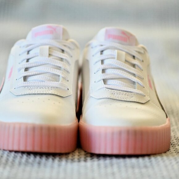 PRE-OWNED Size: 6.5 Women's or 5 Big Kid PUMA Carina 2.0 Jelly Bean White/Pink - Picture 9 of 14